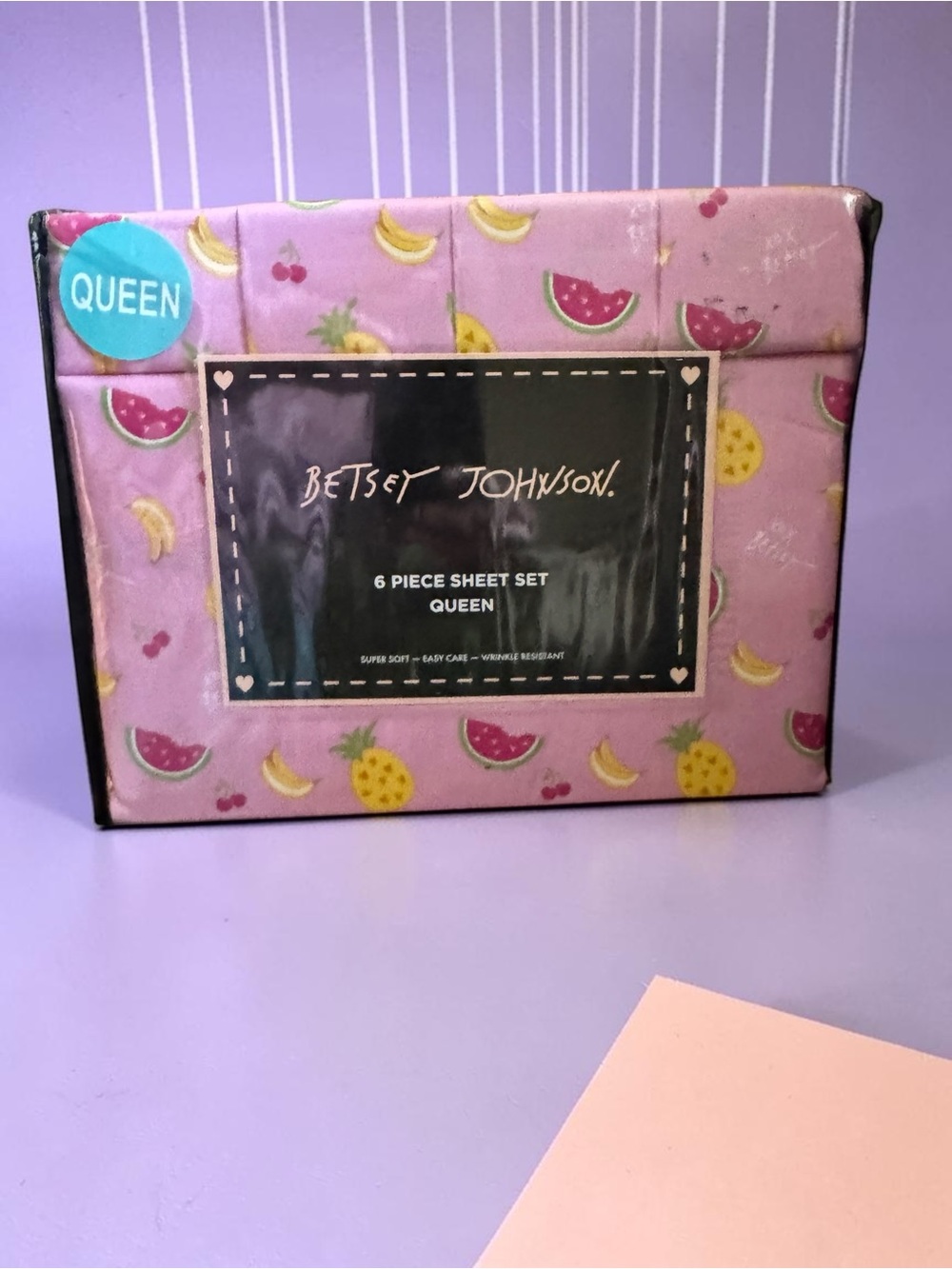 Betsey Johnson Queen 6-Piece Sheet Set – Fruit Print – New in Package